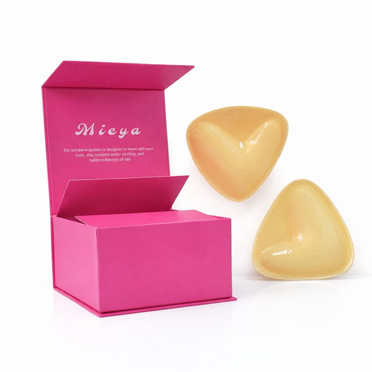Mieya Double Side Adhesive Sticky Pushup Silicone Bra Instant Sticky Triangle Nipple Cover Bra Pad for Women