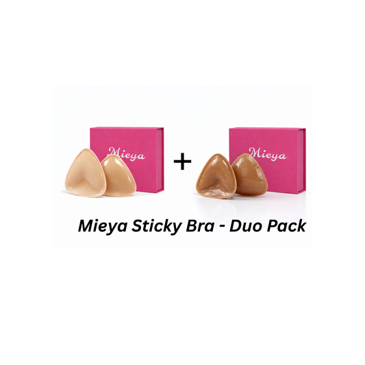 Mieya Double Side Adhesive Sticky Pushup Silicone Bra Instant Sticky Triangle Nipple Cover Bra Pad for Women - Duo pack