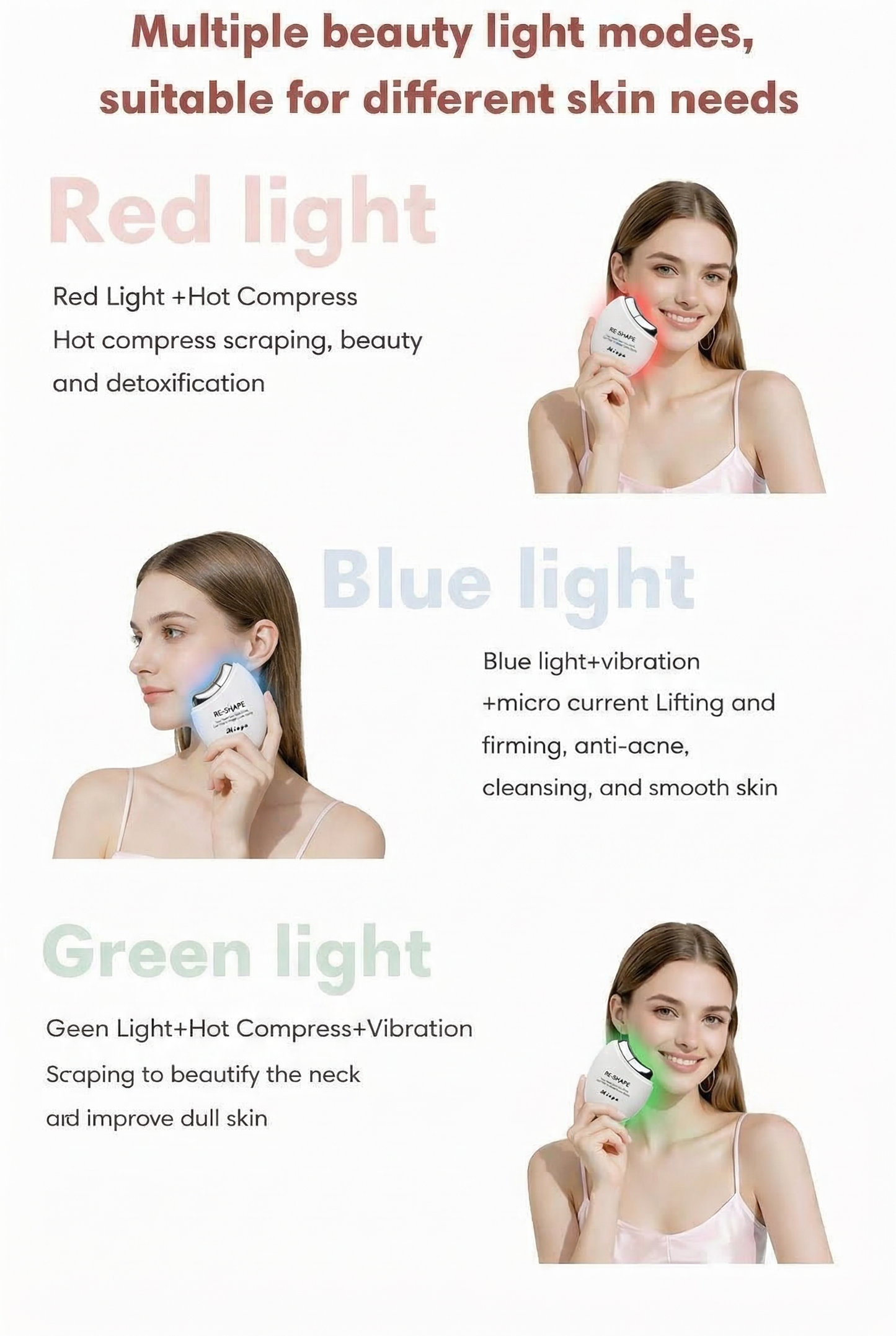 Mieya Re-Shape 3-in-1 Heat & LED Electric Gua Sha