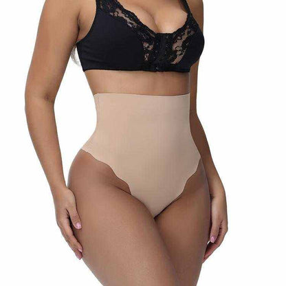 MIEYA® high waist postpartum shapewear plus size seamless tummy control body shaper panties in beige and black