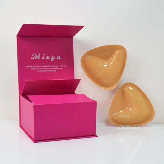 Mieya Double Side Adhesive Sticky Pushup Silicone Bra Instant Sticky Triangle Nipple Cover Bra Pad for Women